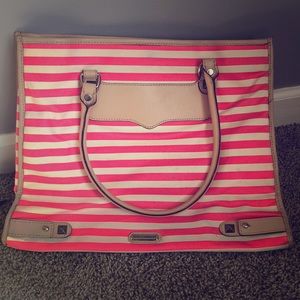 Rebecca Minkoff Pink & White Striped Diamond Tote